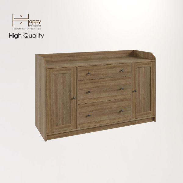  HAPPY FURNITURE , Tủ 2 cửa mở 3 ngăn kéo - CANA , THK_007 , 140cm x 46cm x 84cm 