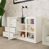  HAPPY FURNITURE , Tủ lưu trữ cửa kính 4 ngăn kéo - JOVIE , TCM_163 , 140cm x40cm x 82cm 