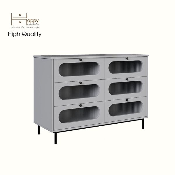  HAPPY FURNITURE , Tủ lưu trữ 6 ngăn kéo chân sắt - SISEEL , THK_173 , 120cm x 45cm x 82cm 