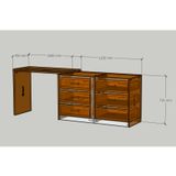  HAPPY FURNITURE , Tủ lưu trữ 6 ngăn kéo kết hợp bàn - ELIS , BAN_173 , 204cm x 45cm x 72cm DxRxC 