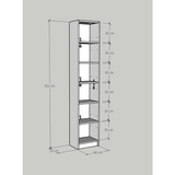  HAPPY FURNITURE , kệ sách 6 tầng size nhỏ tích hợp đèn LED - CATY , KSA_009_LED , 40cm x 28cm x 202cm 