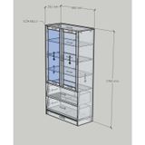  HAPPY FURNITURE , Kệ sách cửa kính 2 ngăn kéo - CALYN , KSA_107 , 90cm x 39cm x 176cm DxRxC 