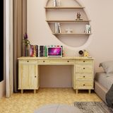  HAPPY FURNITURE ,  Gỗ tự nhiên , Bàn làm việc 6 ngăn kéo - FARAH , BAN_097 , 160cm x 55cm x 75cm 