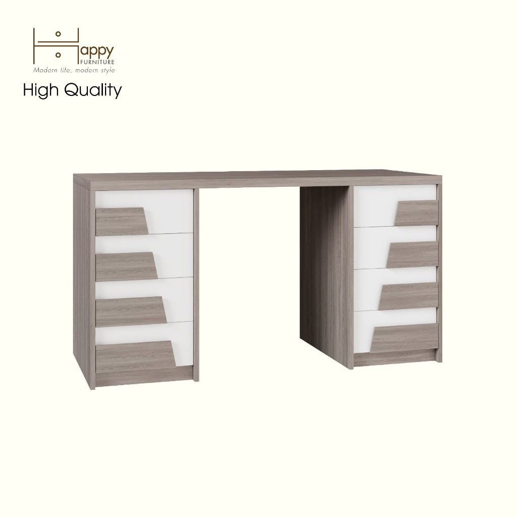  HAPPY FURNITURE , Bàn làm việc 8 ngăn kéo - PONIX , BAN_065 , 140cm x 59cm x 75cm 