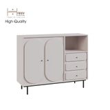  HAPPY FURNITURE , Tủ đựng đồ 2 cửa mở 3 ngăn kéo chân sắt -  SWEETY , TCM_063 , 128cm x 40cm x 100cm 