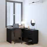  HAPPY FURNITURE , ALVA - Bàn làm việc 2 cửa lùa 3 ngăn kéo, BAN_127 , 140cm x 59cm x 72cm DxRxC 