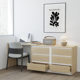  HAPPY FURNITURE , Tủ lưu trữ 6 ngăn kéo kết hợp bàn - ELIS , BAN_173 , 204cm x 45cm x 72cm DxRxC 