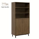  HAPPY FURNITURE , Kệ sách 6 tầng 2 cửa mở chân sắt - CATY , KSA_016 , 90cm x 40cm x 180cm 