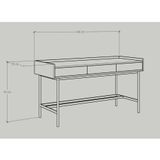  HAPPY FURNITURE , Bàn làm việc 3 ngăn chân sắt - KINA , BAN_041 , 140cm x 55cm x 75cm 
