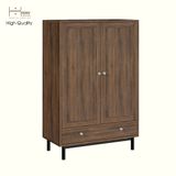  HAPPY FURNITURE , Kệ sách 3 tầng 2 cửa mở chân sắt - CATY , KSA_057, 80cm x 39cm x 120cm 