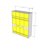  HAPPY FURNITURE , Tủ quần áo 8 cửa mở - TAKO , TCM_141 , 180cm x 54cm x 220cm 