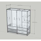  HAPPY FURNITURE , Tủ quần áo 4 cửa mở 4 ngăn kéo - CALYN , TCM_254 , 160cm x 54cm x 174cm DxRxC 