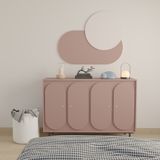  HAPPY FURNITURE , Tủ đựng đồ 4 cửa mở chân sắt - SWEETY , TCM_062 , 140cm x 40cm x 95cm 