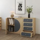  HAPPY FURNITURE , Tủ lưu trữ 2 cửa mở 4 ngăn kéo - BANA , TCM_126 , 140x40x76cm 
