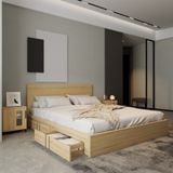  HAPPY FURNITURE  ,  Giường ngủ  2 hộc tủ kéo - LOUIS , GNG_052 GNG_053 GNG_054 GNG_055 , 207x25cm , dài x cao 