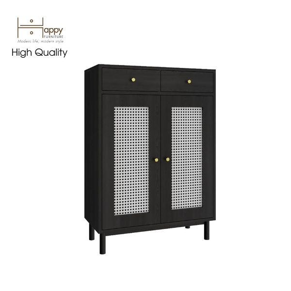  HAPPY FURNITURE , Tủ giày 2 ngăn kéo 2 cửa mở chân sắt - ROTAN , TCM_131 , 70cm x 34cm x 100cm 
