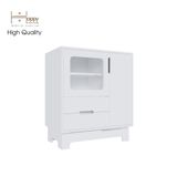  HAPPY FURNITURE , Tủ lưu trữ cửa kính 2 cánh mở 2 ngăn kéo - MOLLY , TCM_110 , 72cm x 40cm x 82cm 