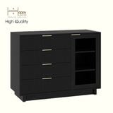  HAPPY FURNITURE , Tủ lưu trữ 4 ngăn kéo 1 cửa kính - NAMI, TLT_040 , 110cm x 45cm x 82cm DxRxC 