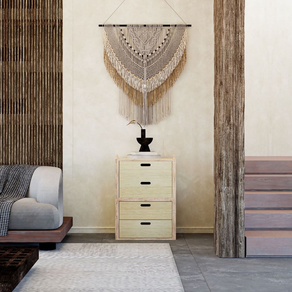  HAPPY FURNITURE , Gỗ tự nhiên , Tủ lưu trữ 4 ngăn kéo gỗ Plywood - GAMOR , THK_206 , 60cm x 40cm x 84cm DxRxC 