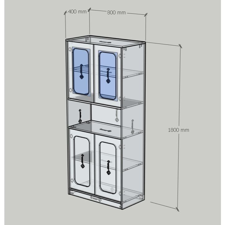  HAPPY FURNITURE , Tủ lưu trữ 4 cửa kính - NOAH , TCM_271 , 80cm x 40cm x 180cm DxRxC 