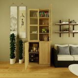  HAPPY FURNITURE , Kệ sách cửa kính 4 cánh mở - SCANDINA , KSA_048 , 81cm x 47cm x 212cm 
