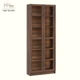  HAPPY FURNITURE , Kệ sách 6 tầng cửa kính đèn LED - CATY, KSA_074_LED , 80cm x 30cm x 202cm DxRxC 