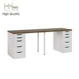  HAPPY FURNITURE , Bàn làm việc 2 bên ngăn tủ 2 chân sắt - LIDA , BAN_026 BAN_027 