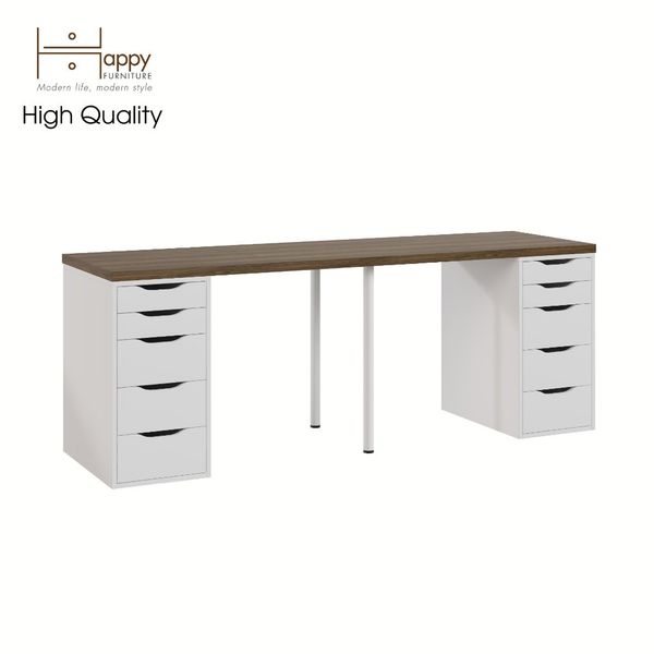  HAPPY FURNITURE , Bàn làm việc 2 bên ngăn tủ 2 chân sắt - LIDA , BAN_026 BAN_027 