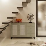  HAPPY FURNITURE , Tủ lưu trữ 4 ngăn kéo chân sắt - ROTAN , TCM_133 , 120cm x 34cm x 80cm 