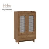  HAPPY FURNITURE , Tủ giày 2 cánh mây - MEYDAN , TCM_055 , 65cm x 34cm x 100cm 