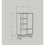  HAPPY FURNITURE , Kệ sách 2 ngăn kéo 1 cửa mở chân sắt -  CATY , KSA_024 , 80cm x 39cm x 140cm 