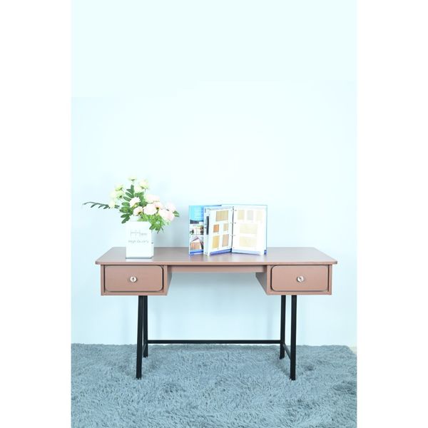  HAPPY FURNITURE , Bàn làm việc 2 ngăn kéo chân sắt - SWEETY , BAN_044 , 140cm x 60cm x 75cm 