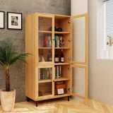  HAPPY FURNITURE , Kệ sách 5 tầng cửa kính chân sắt - CATY , KSA_020 , 90cm x 39cm x 180cm 