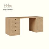  HAPPY FURNITURE , MATTA - Bàn làm việc 5 ngăn kéo 1 cửa mở , BAN_125 , 180cm x 59cm x 75cm DxRxC 