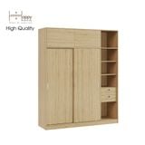  HAPPY FURNITURE , Tủ quần áo cửa lùa 1m8x2m2 - ELEGANT , TCL_006 , 180cm x 54cm x 220cm 
