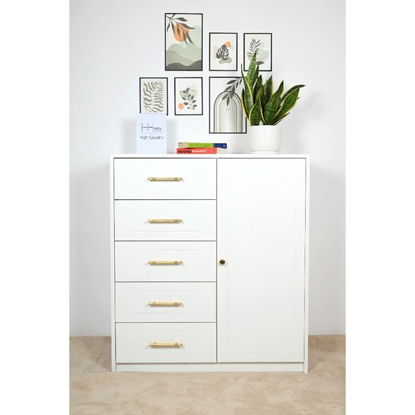  HAPPY FURNITURE , Tủ lưu trữ 5 ngăn kéo 1 cánh mở - NERIS , THK_148 , 90cm x 40cm x 100cm 