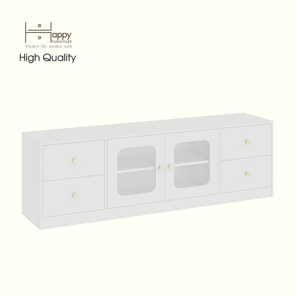  HAPPY FURNITURE , Kệ TV 2 cửa kính 4 ngăn kéo - NOAH , KTV_104 , 180cm x 40cm x 56cm DxRxC 