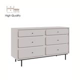  HAPPY FURNITURE , Tủ đựng đồ 6 ngăn kéo chân sắt - SWEETY , THK_081 , 140cm x 45cm x 82cm 