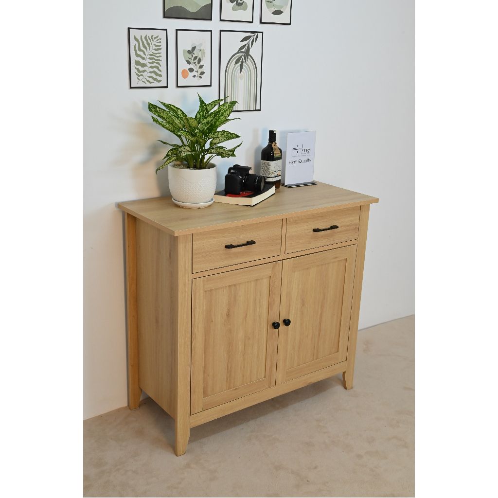  HAPPY FURNITURE , Tủ đựng đồ 2 ngăn kéo 2 cửa mở - CANA , THK_001 , 91cm x 40cm x 84cm 