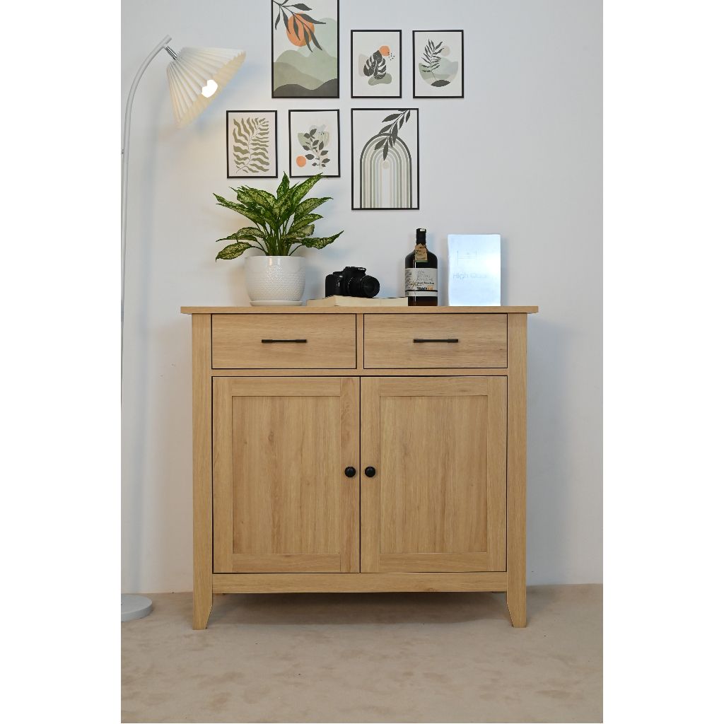  HAPPY FURNITURE , Tủ đựng đồ 2 ngăn kéo 2 cửa mở - CANA , THK_001 , 91cm x 40cm x 84cm 