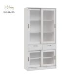  HAPPY FURNITURE , Tủ sách 2 ngăn kéo 4 cánh lùa - LUCA , TCL_011 , 90cm x 35cm x 180cm 