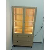  HAPPY FURNITURE , Kệ sách cửa kính 2 ngăn kéo đèn LED chân sắt - CATY , KSA_019_LED , 90cm x 39cm x 180cm 