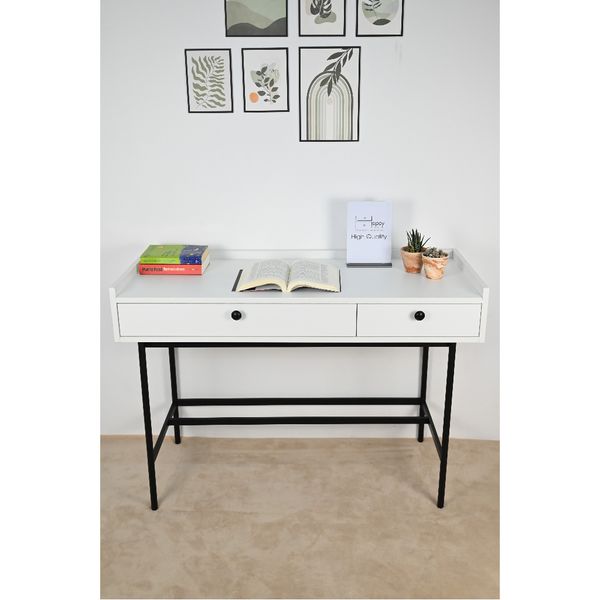  HAPPY FURNITURE , Bàn trang điểm 2 ngăn chân sắt - KINA , BAN_040 , 110cm x 45cm x 75cm 