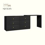  HAPPY FURNITURE , Tủ lưu trữ 6 ngăn kéo kết hợp bàn - VENNI , BAN_120 , 220cm x 45cm x 78cm DxRxC 