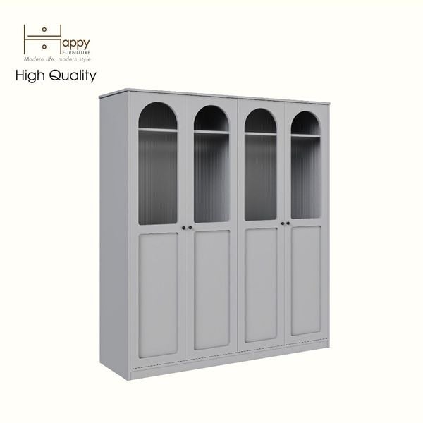  HAPPY FURNITURE , Tủ quần áo cửa kính 4 cửa mở - SISEEL , TCM_186 , 180cm x 54cm x 200cm 