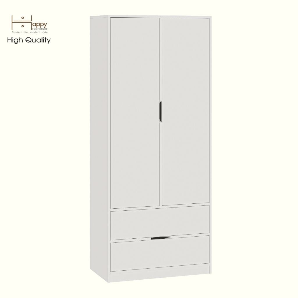  HAPPY FURNITURE ,Tủ lưu trữ 2 cửa mở 2 ngăn kéo - LAYLA , TCM_272 , 80cm x 45cm x 190cm DxRxC 