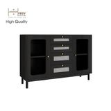  HAPPY FURNITURE , Tủ đựng đồ cửa kính 2 cánh mở chân sắt - ROTAN , THK_125 , 120cm x 34cm x 80cm 
