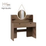  HAPPY FURNITURE , Bàn trang điểm 2 ngăn kéo kèm gương - CIRCLE , BAN_047 , 110cm x 45cm x 111cm 