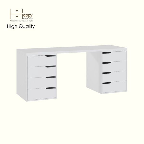  HAPPY FURNITURE , Bàn làm việc 8 ngăn kéo - ASO, BAN_147 , 180cm x 59cm x 75cm DxRxC 