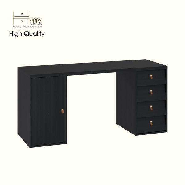  HAPPY FURNITURE , Bàn làm việc 1 cửa mở 4 ngăn kéo - CALYN , BAN_154 , 160cm x 55cm x 75cm DxRxC 